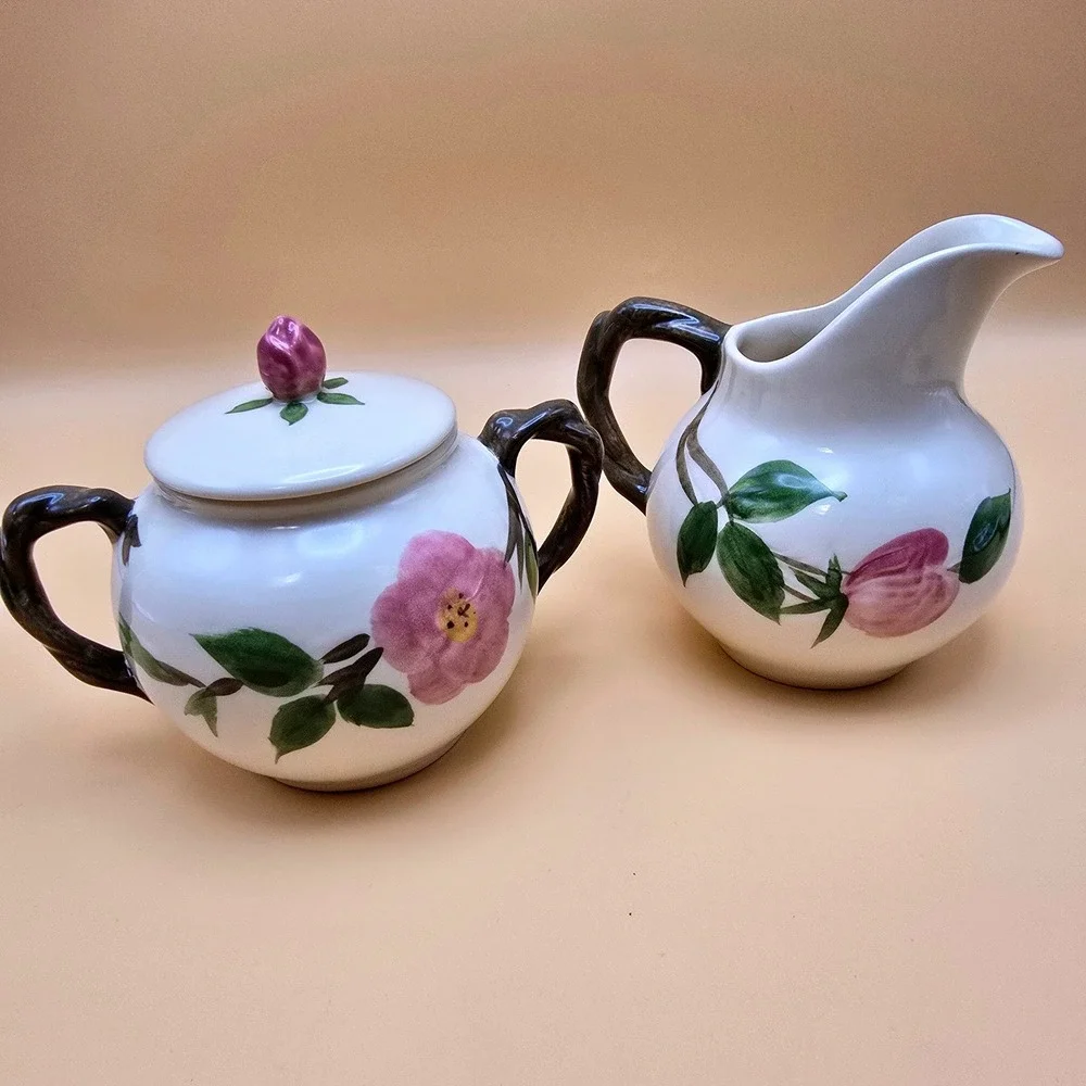 Franciscan Desert Rose Cream and Sugar Set Vintage Made in England Earthenware